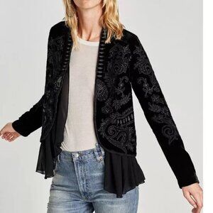 Zara Embroidered Velvet Jacket